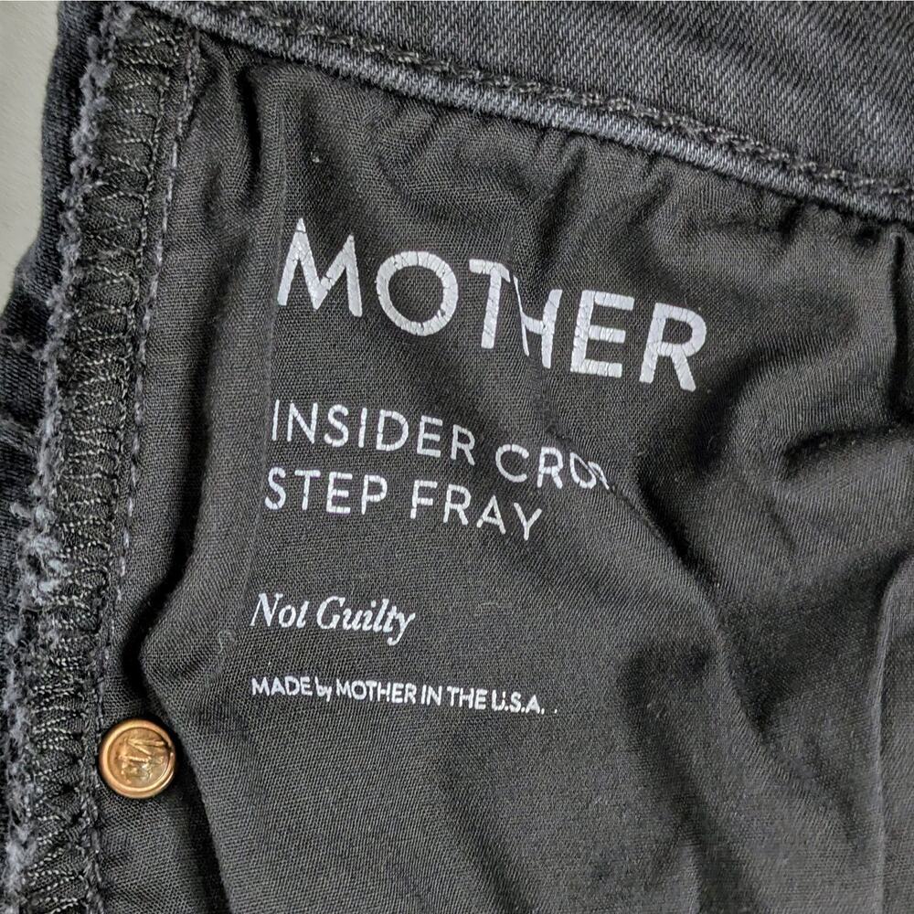 MOTHER Insider Crop Step Fray Jeans 24 Runs Small Black Gray Ankle Crop 11" W - Picture 2 of 11